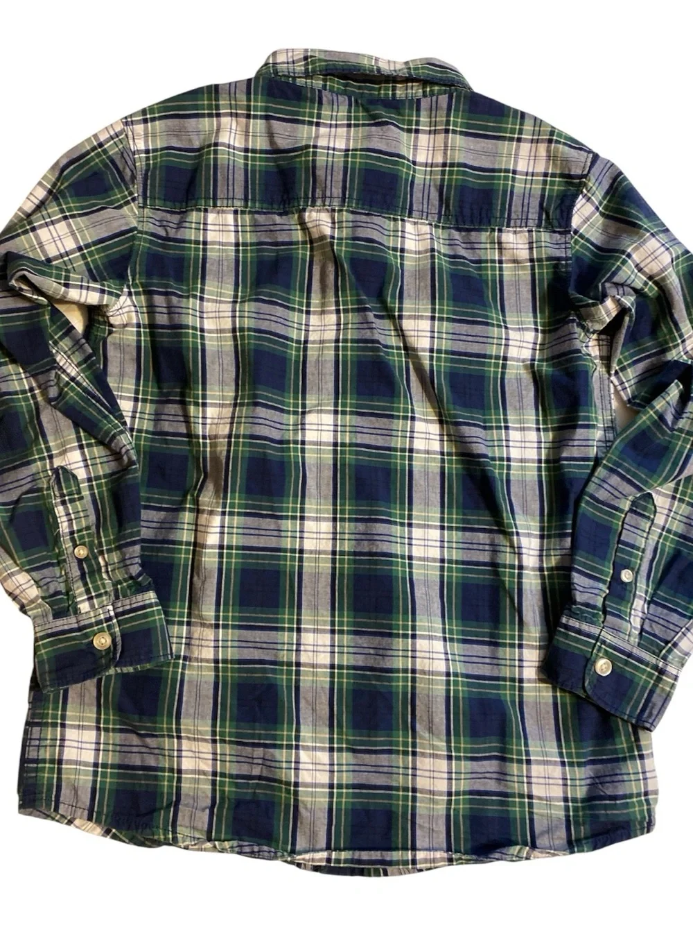 Carter's Green & Navy Plaid Button-Down Shirt boys 12